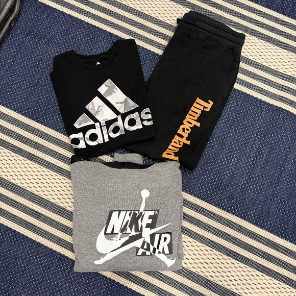 Nike Adidas Timberland Bundle 3 Boy’s Large Hoodie Sweatpants Shirt Black Grey - Picture 1 of 9
